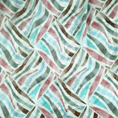 Riwaz Geometric White Base Embroidered Chinon Fabric