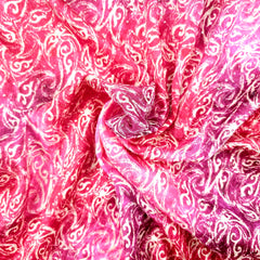 Riwaz Pink Base Embroidered Chinon Fabric with Paisley motifs