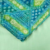 Riwaz Blue Base Embroidered Chinon Fabric with Floral and Geometric motifs