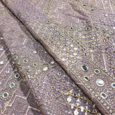 Mirror Work on Lilac Shimmer Tissue Fabric