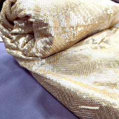 Zarkari Georgette Fabric with Golden Chevron Sequin Work