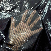 Ruhani Jet Black Georgette Embroidered Fabric with Sequins