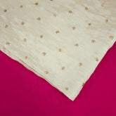 Gold Sequin Embroidered Dyeable shimmer Tissue Fabric with Gold Rosette Motif