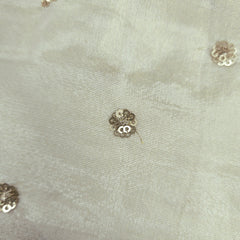 Gold Sequin Embroidered Dyeable shimmer Tissue Fabric with Gold Rosette Motif