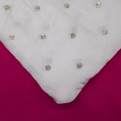 Embroidered Dyeable Crepe Fabric with Floral Gold Sequin Work