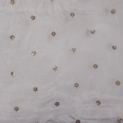 Embroidered Dyeable Crepe Fabric with Floral Gold Sequin Work