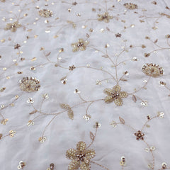 Dyeable Crepe Fabric with Floral Vine Pattern
