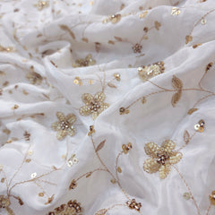 Dyeable Crepe Fabric with Floral Vine Pattern
