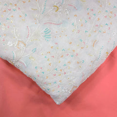 Embroidered Multicolor Sequin and Threadwork on Dyeable Georgette fabric