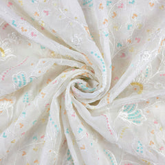 Embroidered Multicolor Sequin and Threadwork on Dyeable Georgette fabric