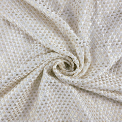 Embroidered Dyeable Georgette Fabric with Gold Sequin and Floral Resham Work