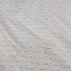 Embroidered Dyeable Georgette Fabric with Gold Sequin and Geometric Resham Work