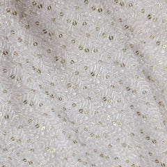 Embroidered Dyeable Georgette Fabric with Gold Sequin and Geometric Resham Work