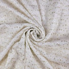 Embroidered Dyeable Georgette Fabric with Gold Sequin and Geometric Resham Work