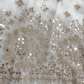 Embroidered Dyeable Georgette Fabric with Gold Sequin and Floral Sequin & Zari Work