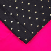 Ziya Black Base Embroidered Chinon Fabric with Sequin Butta