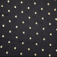 Ziya Black Base Embroidered Chinon Fabric with Sequin Butta