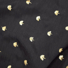 Ziya Black Base Embroidered Chinon Fabric with Sequin Butta