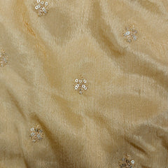 Ziya Gold Base Embroidered Chinon Fabric with Sequin Butta