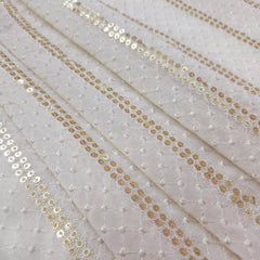 Ziya Embroidered Dyeable Georgette Base Fabric with Linear Sequin & Resham Work
