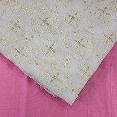 Resham & Sequin work Embroidered Dyeable Georgette Fabric with border