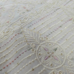 Resham & Sequin work Embroidered Dyeable Georgette Fabric with border