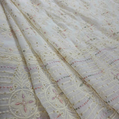 Resham & Sequin work Embroidered Dyeable Georgette Fabric with border