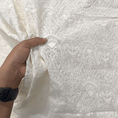 Dyeable Chanderi Fabric with Scallope & Floral Work