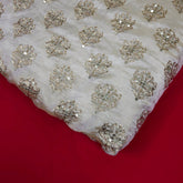 Embroidered Dyeable Shimmer Tissue Fabric with Tree motif Sequin and Zari Work