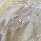 Dyeable Shimmer Tissue Fabric with Butta & White Cutdana Work