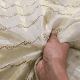 Embroidered Dyeable Shimmer Tissue Fabric with Diagonal Sequin work