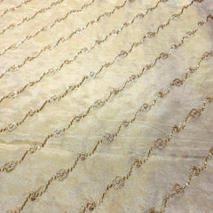 Embroidered Dyeable Shimmer Tissue Fabric with Diagonal Sequin work
