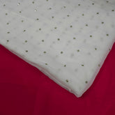 Water Gold Sequin on Dyeable Georgette Fabric with Gold Circular Floral Motif