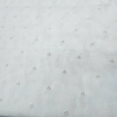 Water Gold Sequin on Dyeable Organza Fabric with Circular Floral Motif