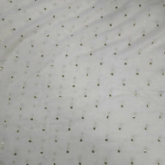 Water Gold Sequin on Dyeable Georgette Fabric with Gold Circular Floral Motif