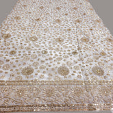 Embroidered Dyeable Geirgette all over Floral Sequin Work with Border