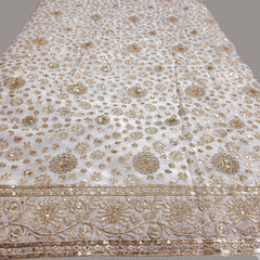 Embroidered Dyeable Geirgette all over Floral Sequin Work with Border