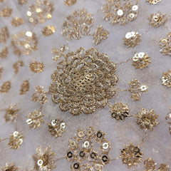 Embroidered Dyeable Geirgette all over Floral Sequin Work with Border