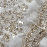 Embroidered Shimmer Tissue Dyeable Fabric with all overJaal Pattern & Sequin, Zari Work Border