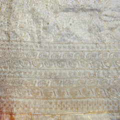 Embroidered Shimmer Tissue Dyeable Fabric with Paisley Sequin & Zari Work Border