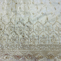 Embroidered Shimmer Tissue Dyeable Fabric with Floral Sequin & Zari Work Border