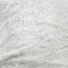Embroidered Dyeable Georgette Fabric with Sequins and Pearl Work