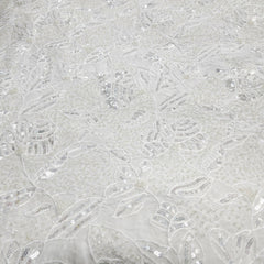 Embroidered Dyeable Georgette Fabric with Heavy Sequins and Pearl Work