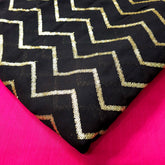Black Georgette fabric with Zigzag Gold Sequin work