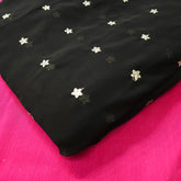 Black Georgette fabric with Gold Floral Sequin work