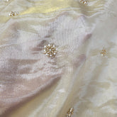 Dyeable Shimmer Tissue Fabric with Butta & White Pearl Work