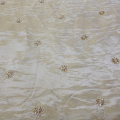 Dyeable Shimmer Tissue Fabric with Floral Butta & White Pearl Work