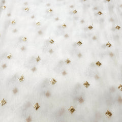 Golden Sequin on Dyeable Organza Fabric in Geometric Pattern