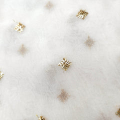 Golden Sequin on Dyeable Organza Fabric in Geometric Pattern