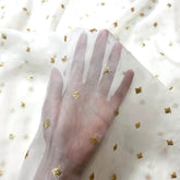 Golden Sequin on Dyeable Organza Fabric in Geometric Pattern